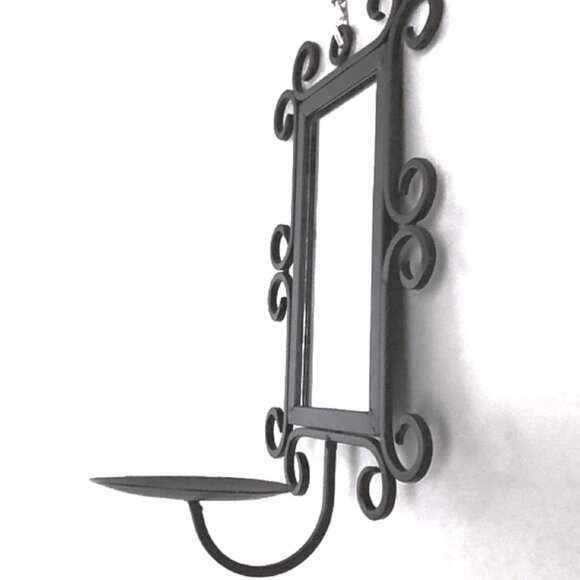 Iron Wall Sconce with Mirror and Candle Holder, with Multicolor Pillar Candle - Picture 7 of 13